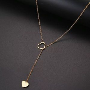 Long pendant heart shaped necklace minimalist